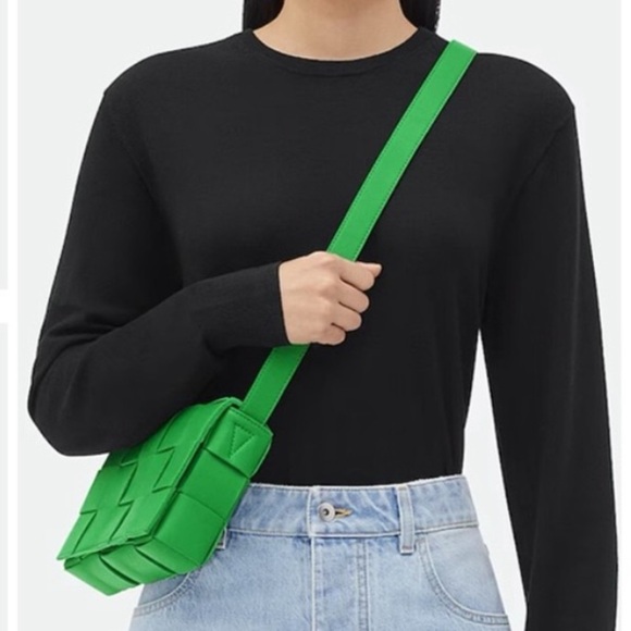 Isadora Made in Italy Kelly Green Woven Leather Crossbody Bag - Picture 16 of 17